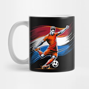 Dynamic Netherlands Soccer Star in Action - Vector Design Mug